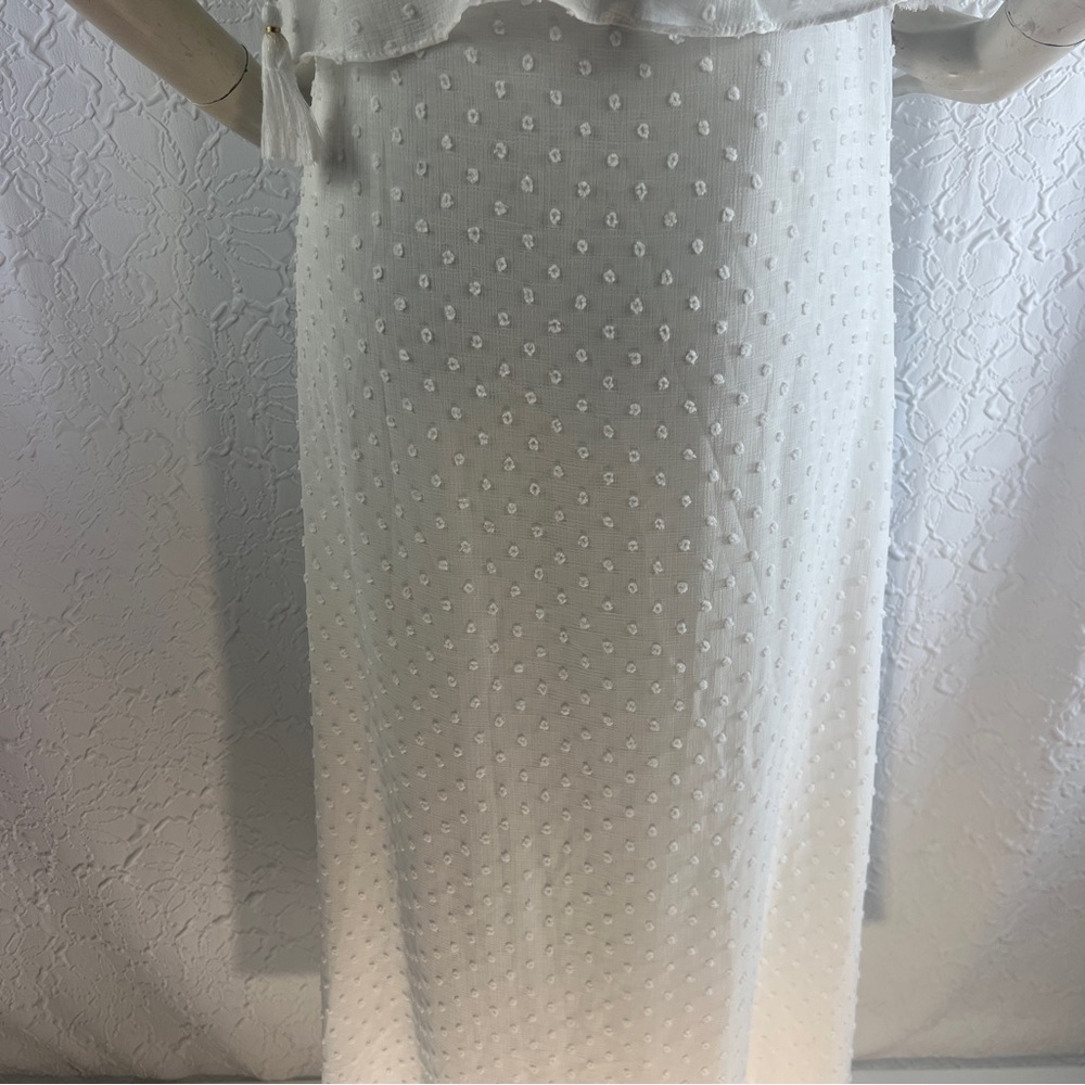 Moon River Maxi Dress Swiss Dot Lace Ruffle White Womens Small - Picture 9 of 12